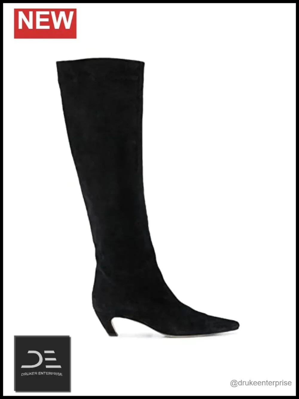 Women Over Knee Boots Square Toe Kitten Heel Pull On Pleated Matte Leather Wide